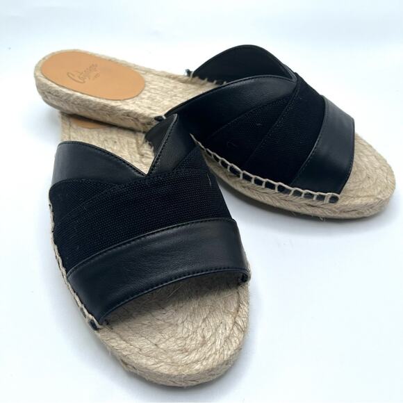 Castañer Pasi flat leather espadrille sandals Minimalist slides in black  Sz 5 - Picture 8 of 15